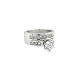 14k White Gold Diamond Multi Layer Bezel Corner Princess Cut Engagement Ring 1.41c - LA DIAMOND